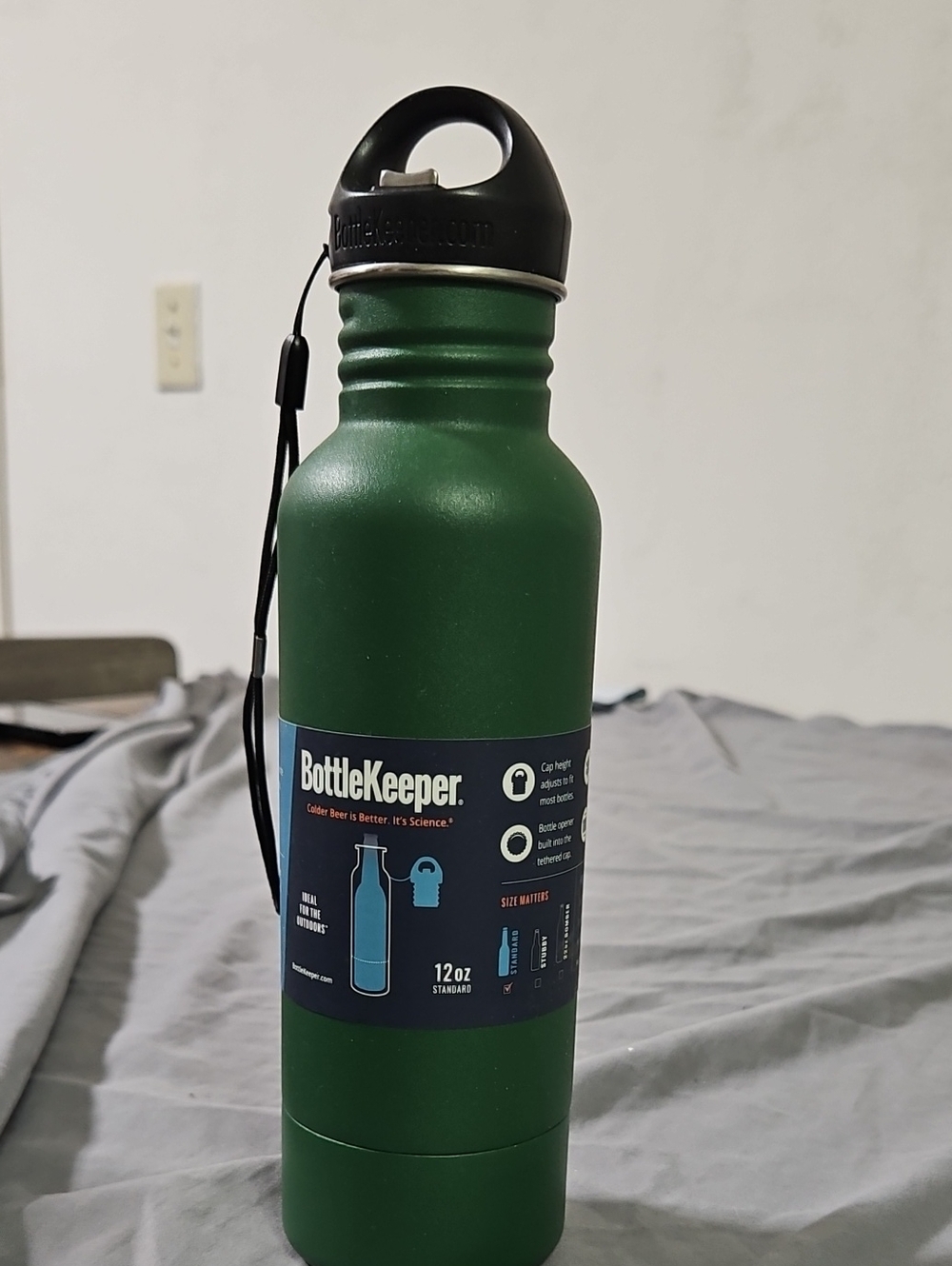 Green Insulated Bottle Sleeve with Cap